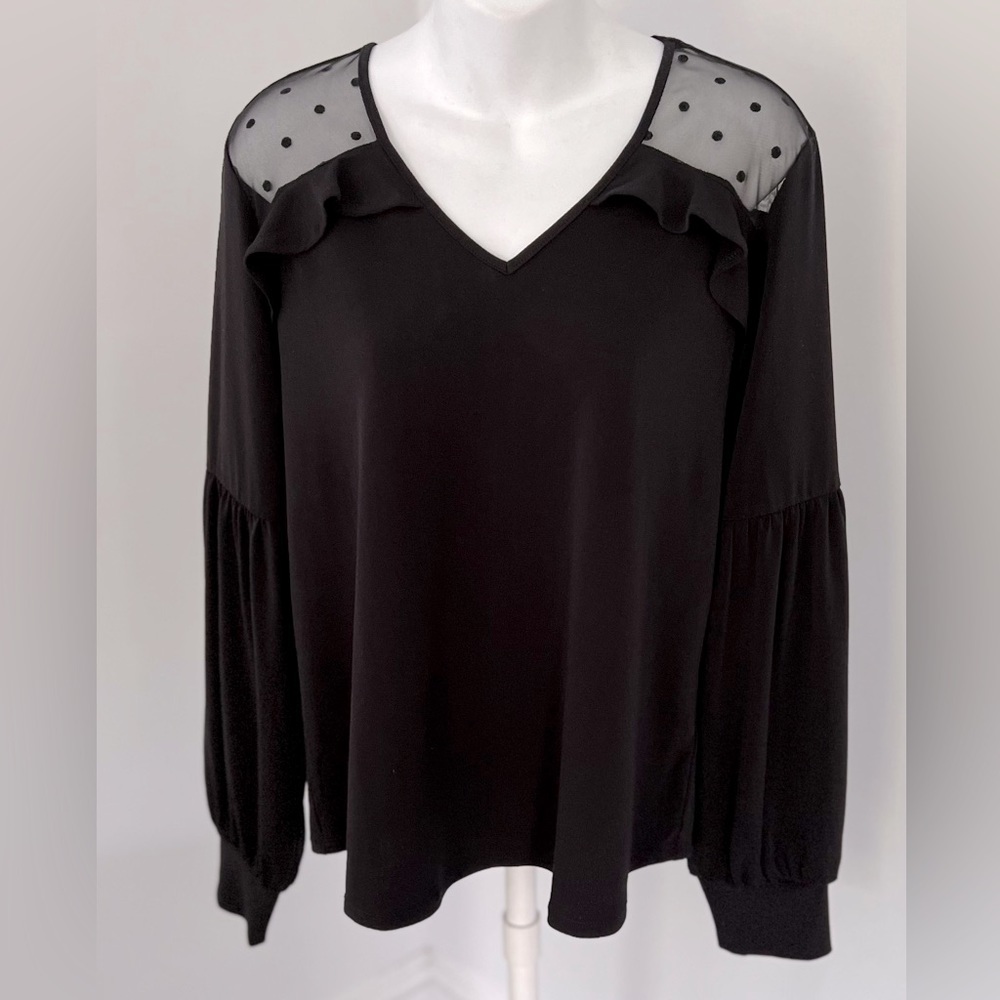 Adrianna Papell Puff Sleeve V-Neck Top